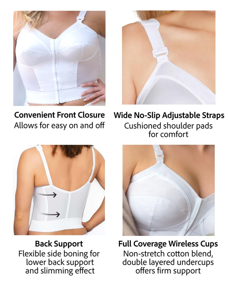 Exquisite Form womens Exquisite Form Fully Women's Front Close Longline Posture #5107530 Bra, Beige, 38B US - Image 4